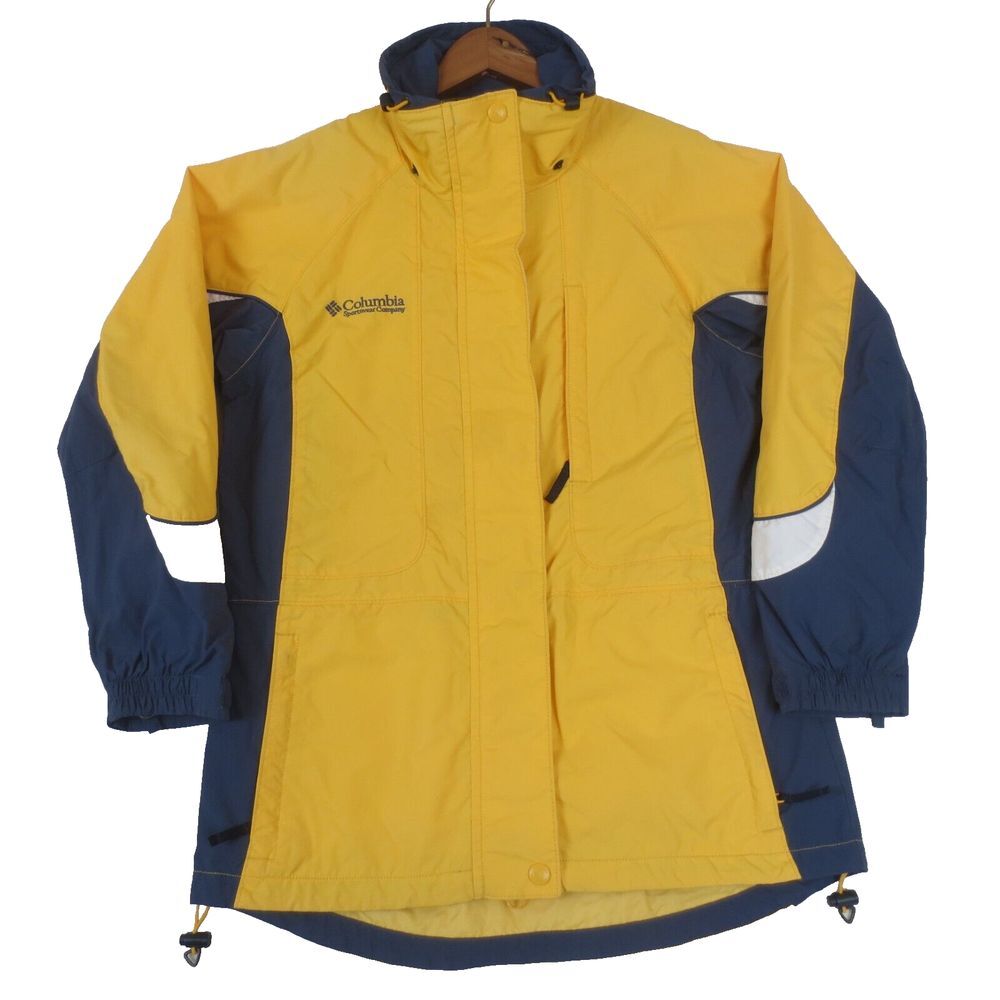 Vintage Columbia Jacket Womens Small Yellow Nylon Shell Only No Hood Retro‎